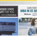 To show examples of billboard advertisements used by universities and educators.